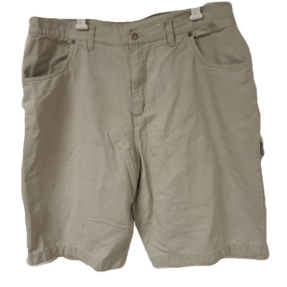 Guide Series Mens 38 Khaki Cotton Carpenter Cargo Outdoor Shorts 10" Inseam - Picture 1 of 11